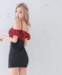 Tika/ティカ Tika キャバドレス 肩あきレースウエストベルト切替スリットタイトミニドレス (M～Lサイズ)/508129604