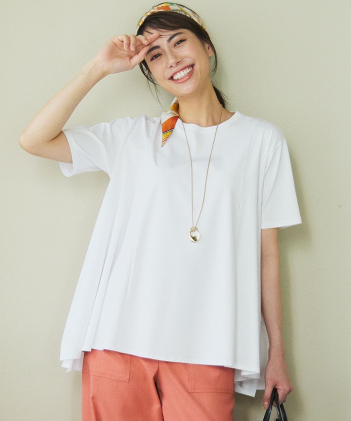 23区 25ss 【GLOW6月号掲載】スムースデザイン フレア Tシャツ セール 20%OFF】【GLOW6月号掲載/汗じみ防止】スムースデザイン