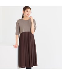 LOBJIE/【洗える・接触冷感・一部店舗限定】異素材フレアワンピース/508130005