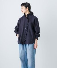 KAGURE/コットンリネンフリルカラーシャツ/508130303