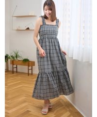 Ludic Park/ギンガムチェック柄シャーリングキャミワンピース/508130388