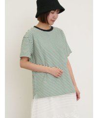 Samansa Mos2/カス残しマルチボーダーTシャツ/508130461