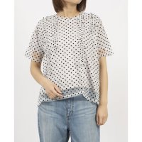 Anna Nicola/アンナニコラ Anna Nicola ドットチュールフリルトップス 半袖カットソー/508130659