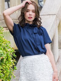 Viaggio Blu/ビアッジョブルー Viaggio Blu バブルサテンブラウス≪洗濯機で洗える≫/508130864
