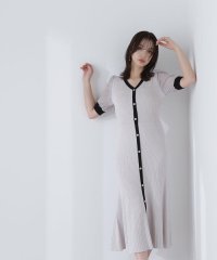 NATURAL BEAUTY BASIC/シアースリーブバイカラーニットワンピース/508112127