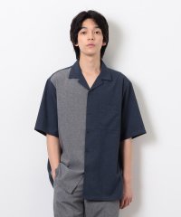 COMME CA ISM MENS/【セットアップ対応】ライトウエイト ポリエステル ブロッキング オープンカラー シャツ/508115464