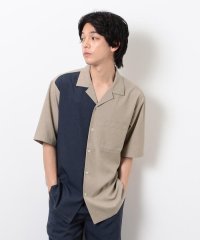 COMME CA ISM MENS/【セットアップ対応】ライトウエイト ポリエステル ブロッキング オープンカラー シャツ/508115464