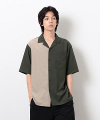 COMME CA ISM MENS/【セットアップ対応】ライトウエイト ポリエステル ブロッキング オープンカラー シャツ/508115464