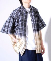 GLOSTER/【GLOSTER/グロスター】絞り染め ハーフ&ハーフ 半袖チェックシャツ/508127716