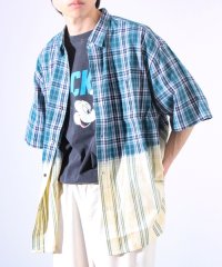 GLOSTER/【GLOSTER/グロスター】絞り染め ハーフ&ハーフ 半袖チェックシャツ/508127716