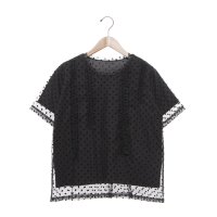Anna Nicola/アンナニコラ Anna Nicola ドットチュールフリルトップス 半袖カットソー/508130659