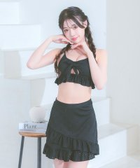 Retica/レティカ Retica 水着レディース エンブロイダリー レース カットアウト リボン ビスチェ 体型カバー フリル ラップスカート 韓国風 ガーリー タンキニ/508133260
