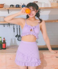Retica/レティカ Retica 水着レディース エンブロイダリー レース カットアウト リボン ビスチェ 体型カバー フリル ラップスカート 韓国風 ガーリー タンキニ/508133260
