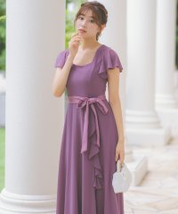 Retica/レティカ Retica フレア半袖ウエストリボン付きプリーツシンプルワンピース結婚式パーティードレス結婚式30第40代/508133676