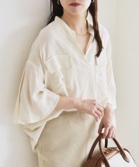 quaranciel/quaranciel:〈手洗い可能〉フレア ハーフスリーブ バンドカラー スキッパー シャツ/508133799