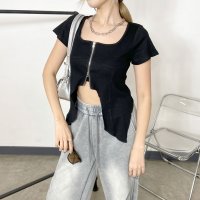 non-hedge/ノンヘッジ non－hedge リブZIPイレギュラーヘムトップス/508134178