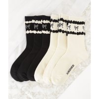 Lace Ladies/レースレディース Lace Ladies 【6足セット】配色 リボン クルー ソックス/508134185