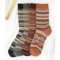Lace Ladies/レースレディース Lace Ladies 【4足セット】 配色 エスニック柄 バラエティ クルー ソックス/508134187