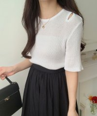 LAUIR/ラウアー LAUIR 肩スリットサマーリブトップス/508134208