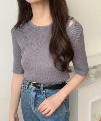 LAUIR/ラウアー LAUIR 肩スリットサマーリブトップス/508134208