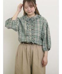 Samansa Mos2/【Cross×Linen】フリルブラウス/508134264