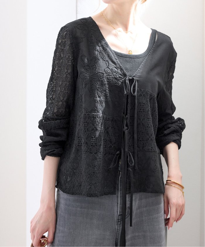 IENA LA BOUCLE マニーレースブラウス（シャツ／ブラウス