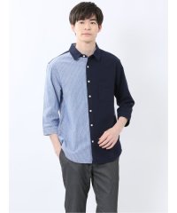 m.f.editorial/綿パナマ 配色 レギュラーカラー7分袖シャツ/508134753