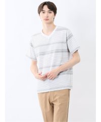 m.f.editorial/エムエフエディトリアル m.f.editorial ポップコーンボーダー Vネック半袖Tシャツ/508134755