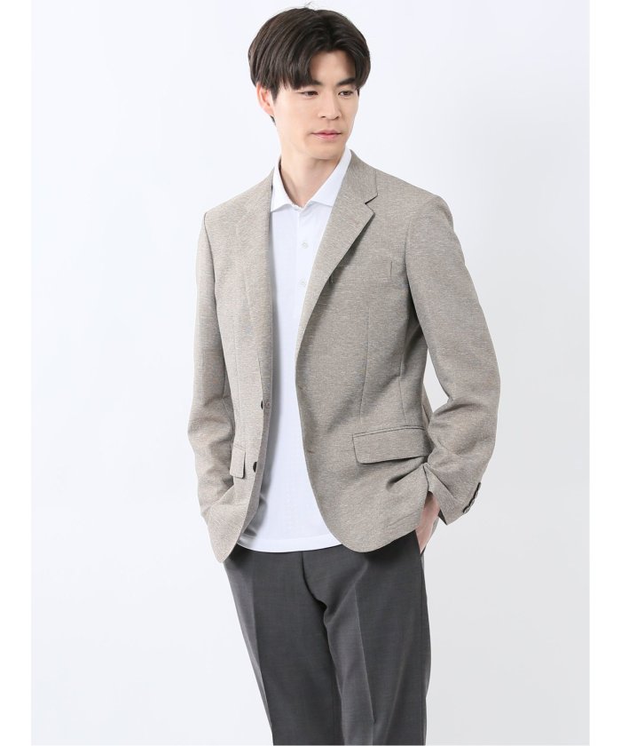 クーポン】TechLinen スリムフィット 2ボタンジャケット 茶 クーポン】TechLinen スリムフィット 2ボタンジャケット 茶