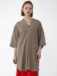 Aga/アーガ Aga ネックデザインロングシャツブラウス/508136929