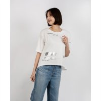 Anna Nicola/アンナニコラ Anna Nicola ランダムプリント半袖Tシャツ 箔プリントカットソー/508138876