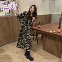 And Kawaii/アンドカワイイ And Kawaii 花柄 ロングワンピース Vネック 長袖 花柄カジュアルワンピース 韓国風/508138916