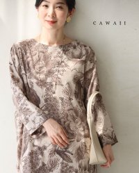 CAWAII/カワイイ CAWAII そよ風に揺れる花のスケッチ画ミディアムワンピース/508139489