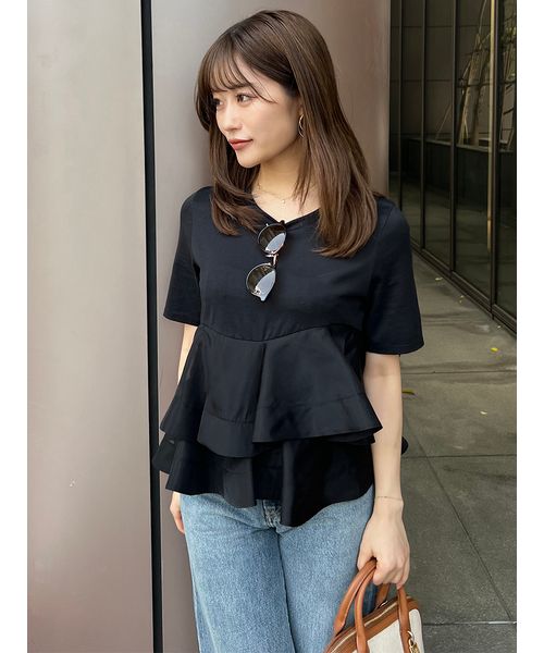 異素材ペプラムTシャツ(508140819) | スナイデル(SNIDEL) - d