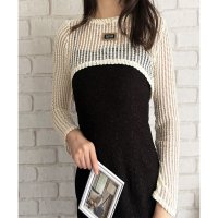 Dewlily/デューリリー Dewlily メッシュ編みクロップドニット レディース ニット 長袖 クロップド丈 トレンド おしゃれ カジュアル 春夏 大人 人気 トップス /508141228