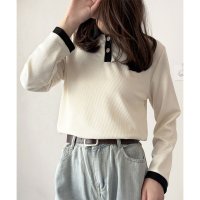 Dewlily/デューリリー Dewlily 襟付きバイカラーリブトップス レディース トップス 長袖 リブ バイカラー おしゃれ シンプル カジュアル 秋冬 人気 大人 トレ/508141233