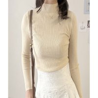 Amulet/アミュレット Amulet リブニットトップス レディース ニット 長袖 リブ 無地 シンプル カジュアル 春秋 着回し 大人 上品 トレンド おしゃれ 人気 /508141249