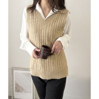 Amulet/アミュレット Amulet ケーブルニットベスト レディース ニットベスト Vネック レイヤード カジュアル 無地 シンプル 春夏秋 おしゃれ トレンド 人気 /508141253