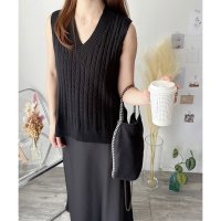 Amulet/アミュレット Amulet ケーブルニットベスト レディース ニットベスト Vネック レイヤード カジュアル 無地 シンプル 春夏秋 おしゃれ トレンド 人気 /508141253