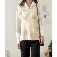 Amulet/アミュレット Amulet ケーブルニットベスト レディース ニットベスト Vネック レイヤード カジュアル 無地 シンプル 春夏秋 おしゃれ トレンド 人気 /508141253