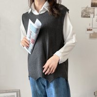 Amulet/アミュレット Amulet ニットベストトップス レディース ニットベスト Vネック レイヤード 無地 シンプル カジュアル 春秋 おしゃれ 大人 トレンド 人/508141254