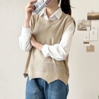 Amulet/アミュレット Amulet ニットベストトップス レディース ニットベスト Vネック レイヤード 無地 シンプル カジュアル 春秋 おしゃれ 大人 トレンド 人/508141254