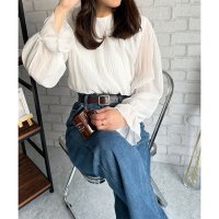 Amulet/アミュレット Amulet ラウンドネックシアーシフォンブラウス レディース ブラウス 長袖 シアー 上品 おしゃれ カジュアル 春夏 トレンド 人気 トップス/508141257