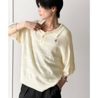 Classical Elf/クラシカルエルフ Classical Elf 一枚で大人のラフスタイルが決まる。ワンポイント刺繍ブークレポロニットトップス(半袖)/508141274