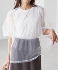 Ranan/ラナン RANAN チュールレイヤードパフスリーブTシャツ/508134529