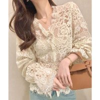 miniministore/ミニミニストア miniministore 総レースブラウスVネックシースルーシャツ/508141334