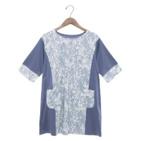 BRODIAEA/ブローディア BRODIAEA 綿ローン ボタニカル柄切り替え半袖チュニック【日本製】/508142305