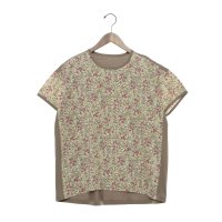BRODIAEA/ブローディア BRODIAEA リバティプリント半袖Tシャツ ボタニカル柄×無地切り替えカットソー【日本製】/508142310