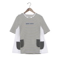 BRODIAEA/ブローディア BRODIAEA ボーダー切り替え半袖チュニックTシャツ/508142311