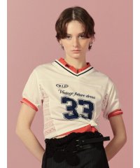 LILY BROWN/サイドレースナンバリングTシャツ/508142531
